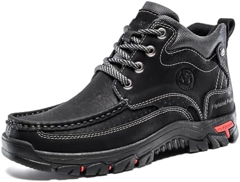 FLYLAND Men's Casual Boots Vintage Leather Ankle Dress Boot Chukka Boots Mid Top Non-Slip Driving Walking Shoes