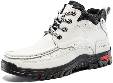 FLYLAND Men's Casual Boots Vintage Leather Ankle Dress Boot Chukka Boots Mid Top Non-Slip Driving Walking Shoes