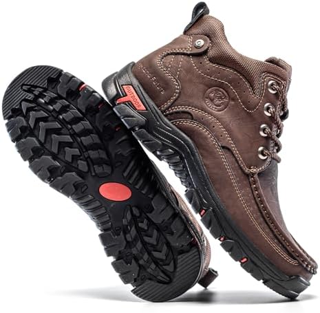 FLYLAND Men's Casual Boots Vintage Leather Ankle Dress Boot Chukka Boots Mid Top Non-Slip Driving Walking Shoes