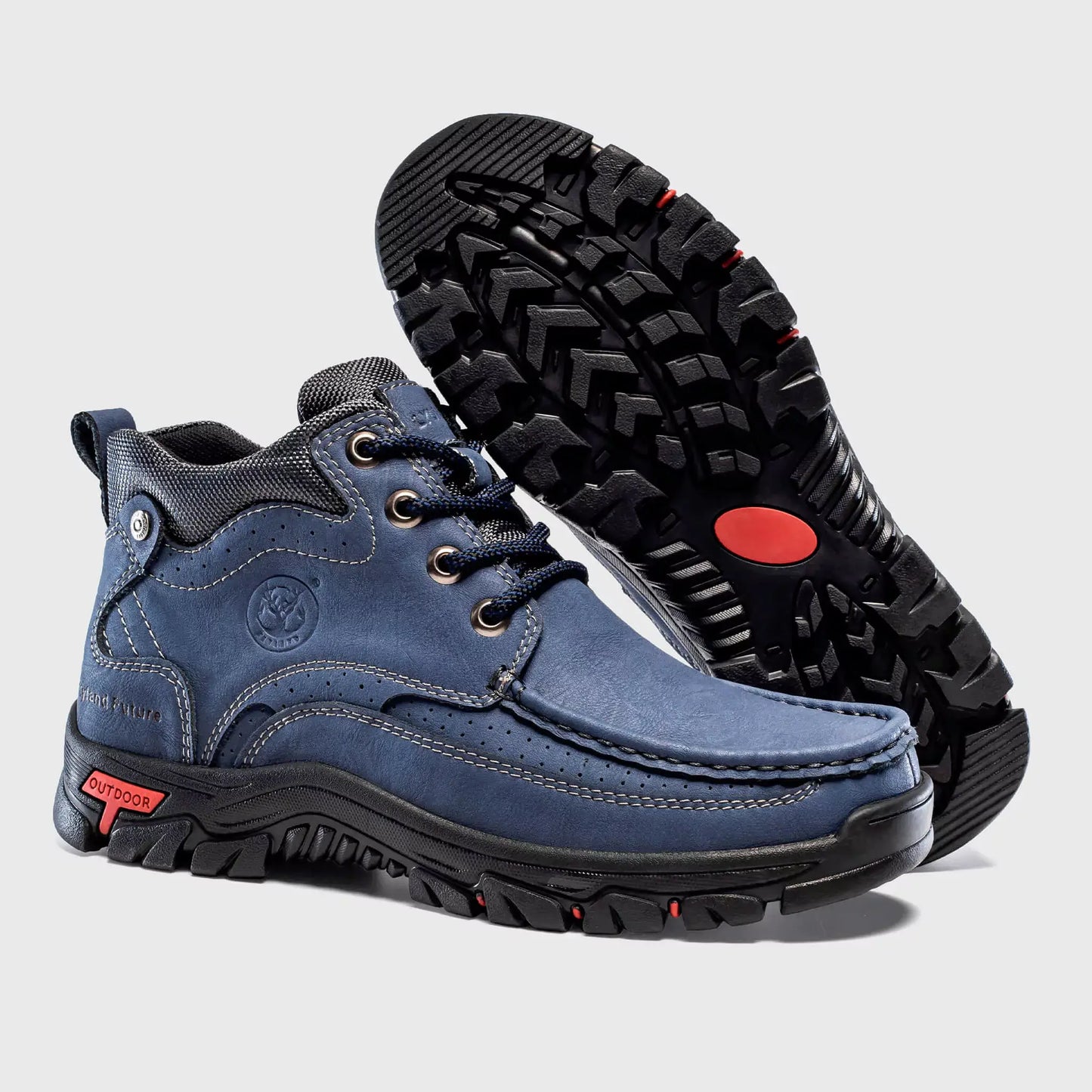 Durable rubber sole of Flyland blue ankle boots Land2511 designed for outdoor walking.