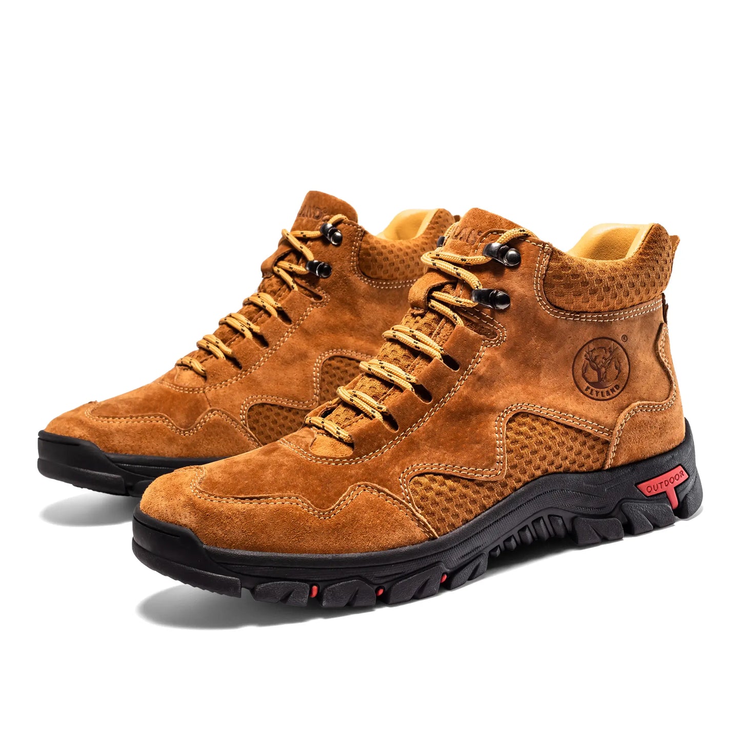 A pair of Flyland men's camel sneaker boots, perfect as casual boots for men with a summer outdoor style.