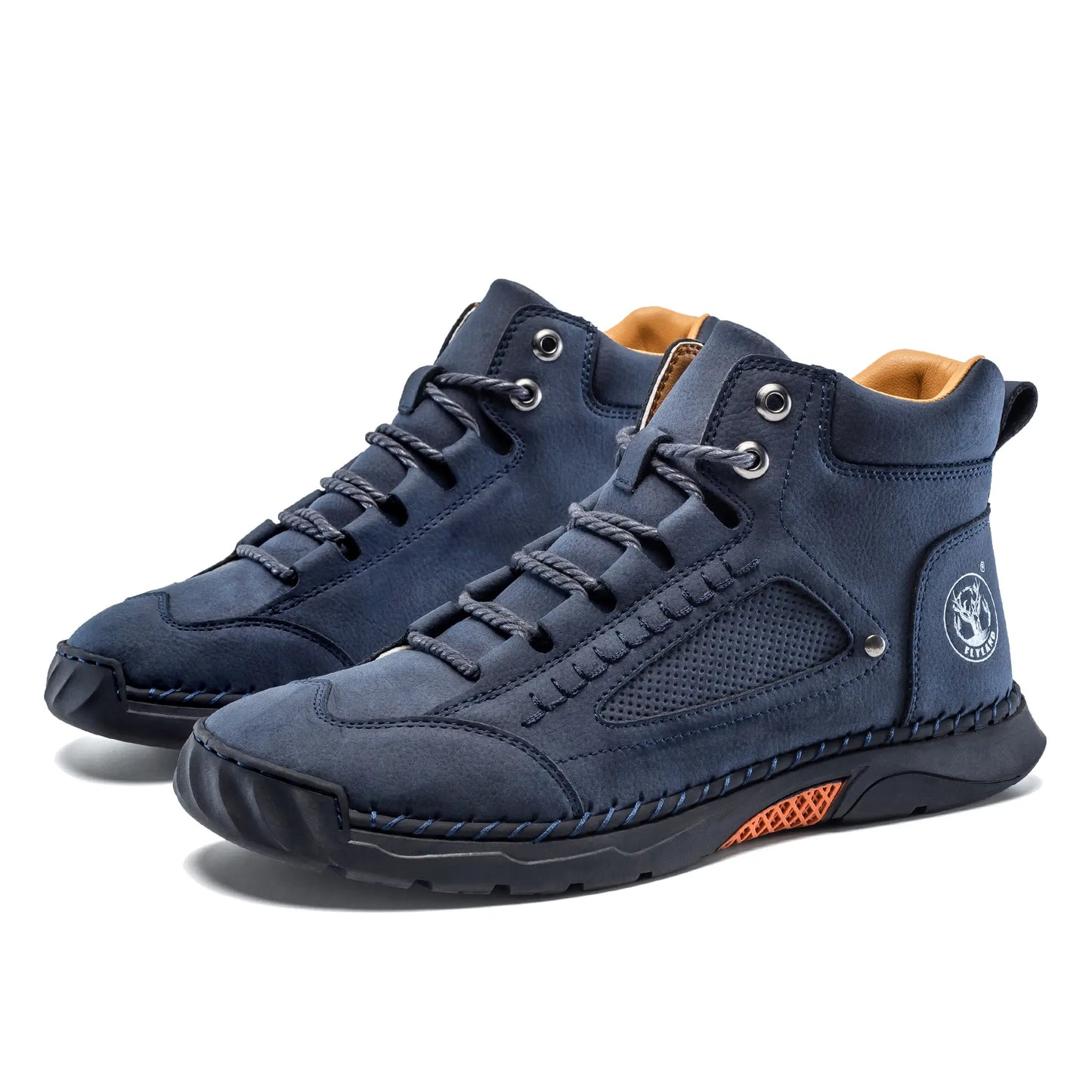 A pair of Flyland men's lace up boots. High top casual ankle shoes with a comfortable sneaker-style sole for daily wear.