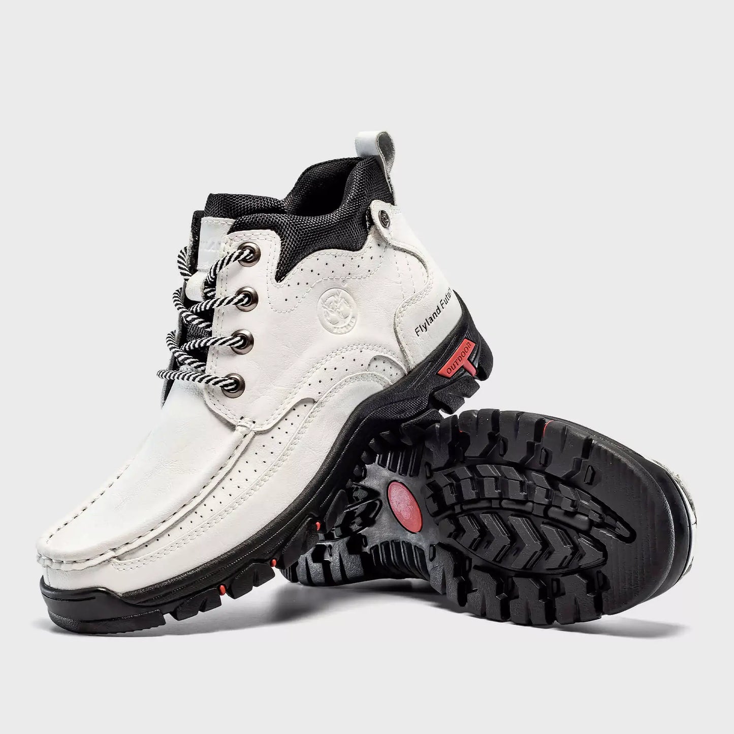 Non-slip rubber outsole traction of Flyland Land2511 moc toe boots.